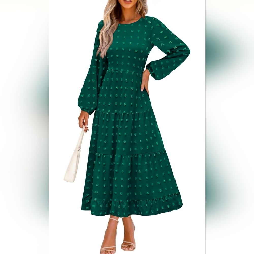 PRETTYGARDEN Swiss Dot A Line Maxi Dress Dresses